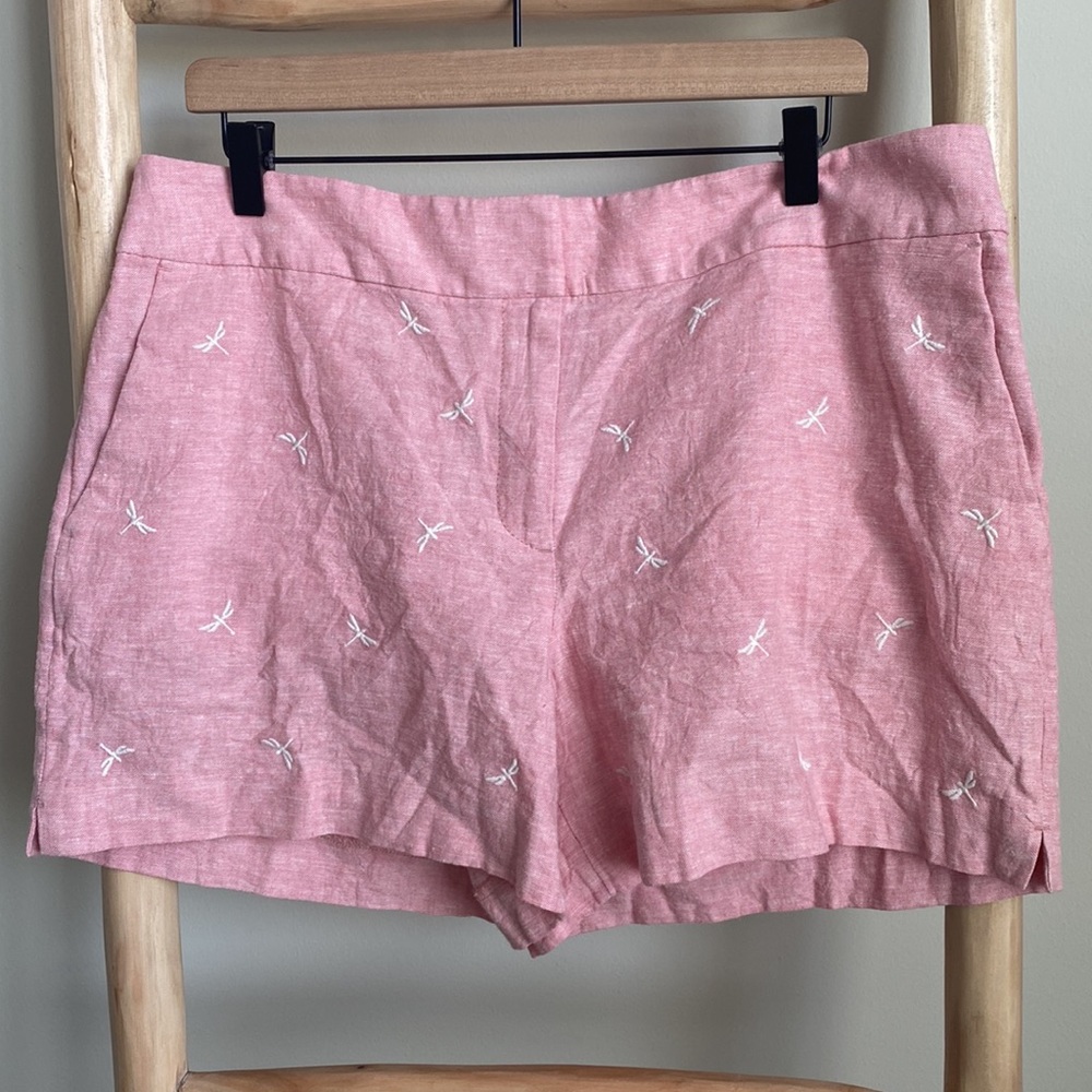 Loft Embroidered Dragonfly Riviera Shorts Sz 12 NWT
